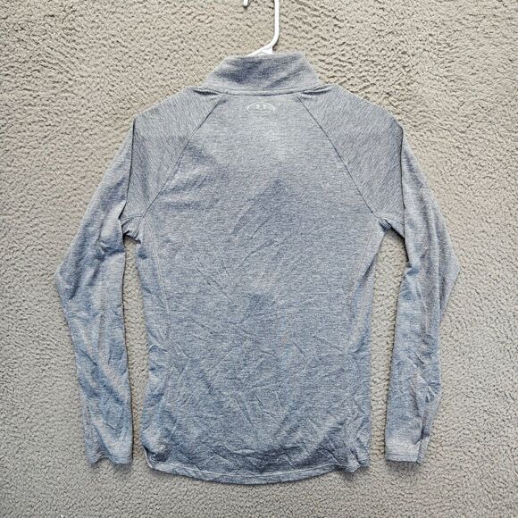 Under Armour Shirt Tops Womens Medium Gray Twisted‎ Tech 1/2 Zip Long Sleeves - Picture 6 of 10